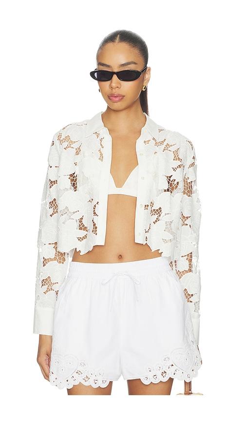 L'AGENCE Seychelle Cropped Button Down in White by L'AGENCE