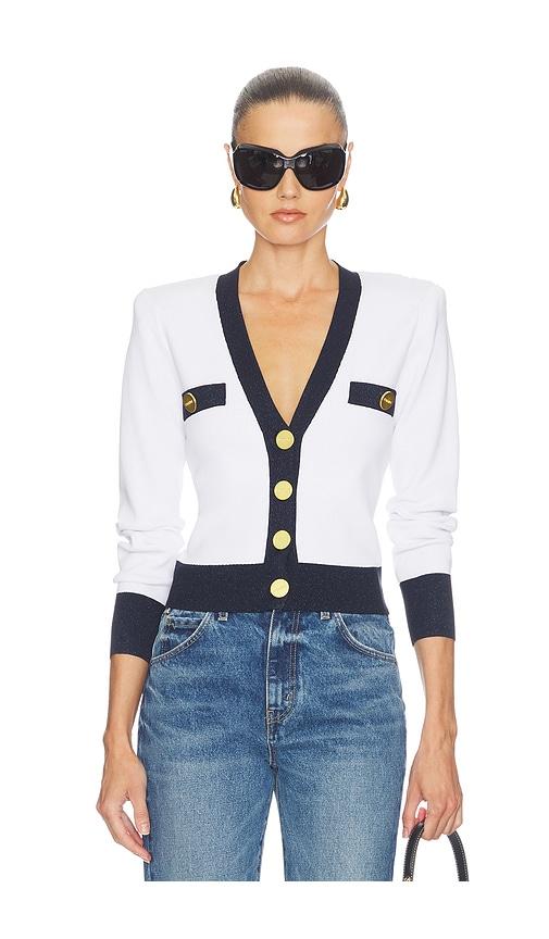 L'AGENCE Taya Cropped Cardigan in White by L'AGENCE