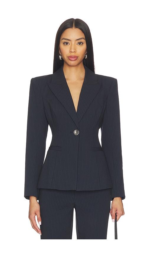 L'AGENCE Therese Cinched Waist Blazer in Navy by L'AGENCE