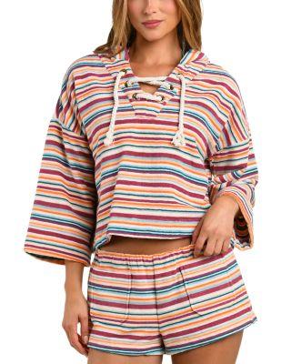 Lee Watercolor Stripe Hoodie & Swim Cover-Up Shorts by L'AGENCE
