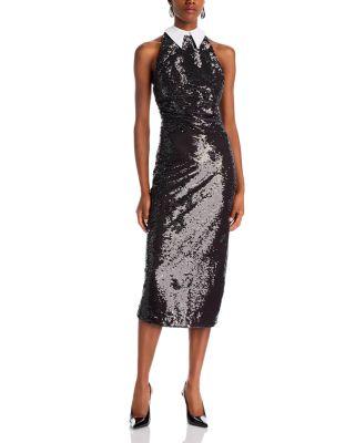 Lilith Sequin Contrast Collar Dress by L'AGENCE