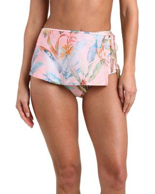 Linda Colorful Palm Swim Skort Bikini Bottom by L'AGENCE