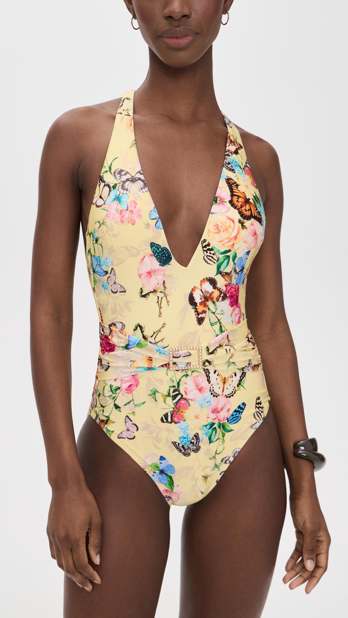 Lisa Garden Butterflies Plunge One Piece by L'AGENCE