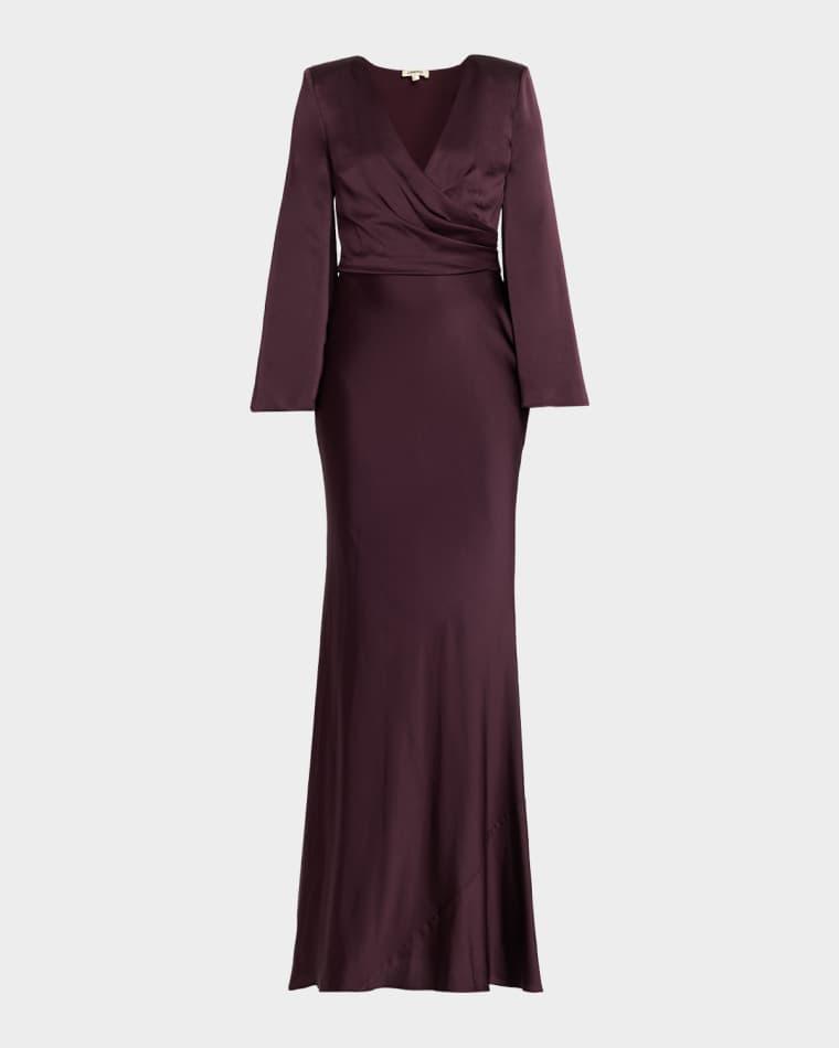 Manon Surplice Satin Maxi Dress by L'AGENCE