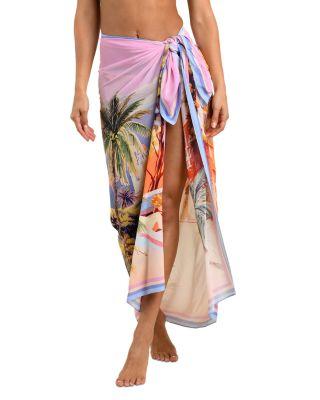 Maribel Postcard Print Long Pareo Cover Up by L'AGENCE