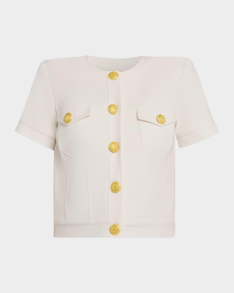 Nawa Short-Sleeve Shirt Jacket by L'AGENCE