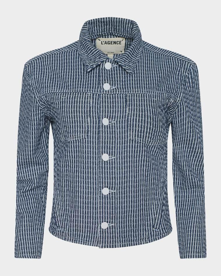 Nelly Cropped Stripe Jacket by L'AGENCE