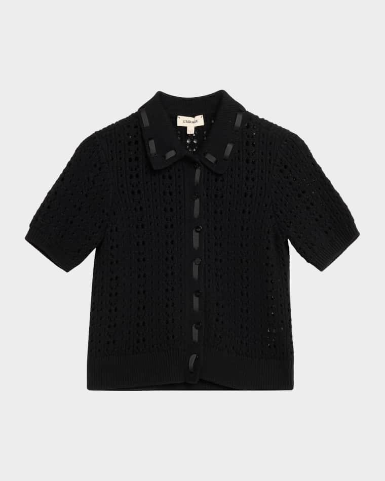 Ninette Pointelle-Knit Cardigan by L'AGENCE