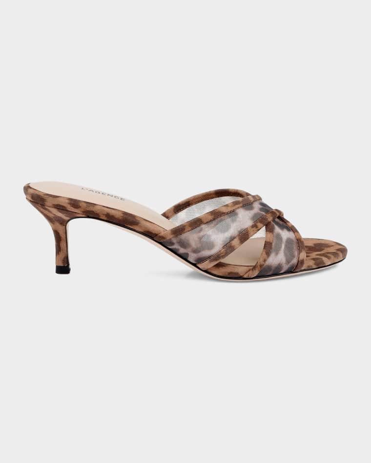 Padua Leopard-Print Mesh Mule Sandals by L'AGENCE