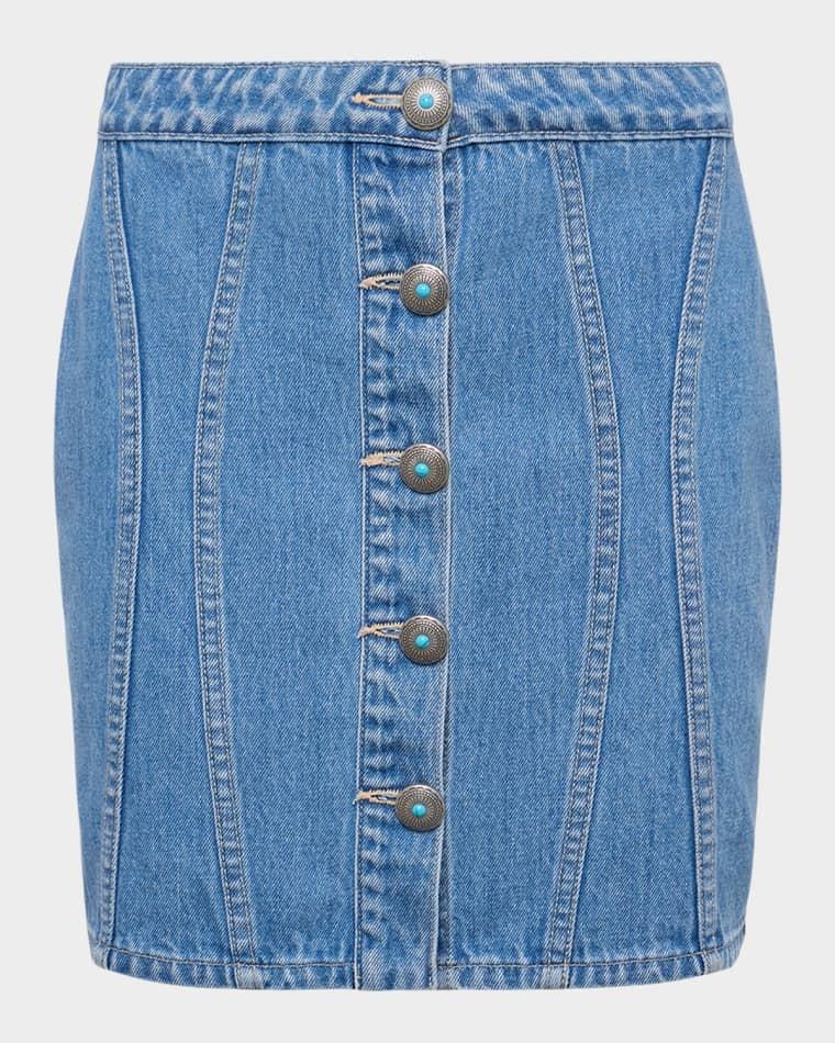 Phia Button-Front Denim Mini Skirt by L'AGENCE