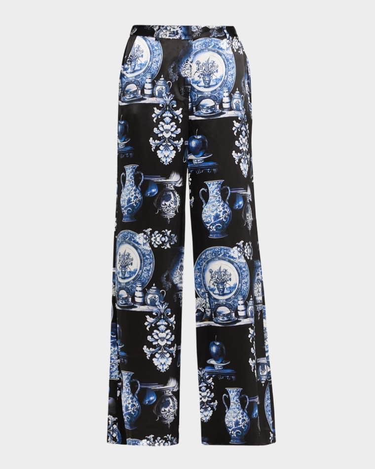 Pilar Porcelain Silk Wide-Leg Pants by L'AGENCE