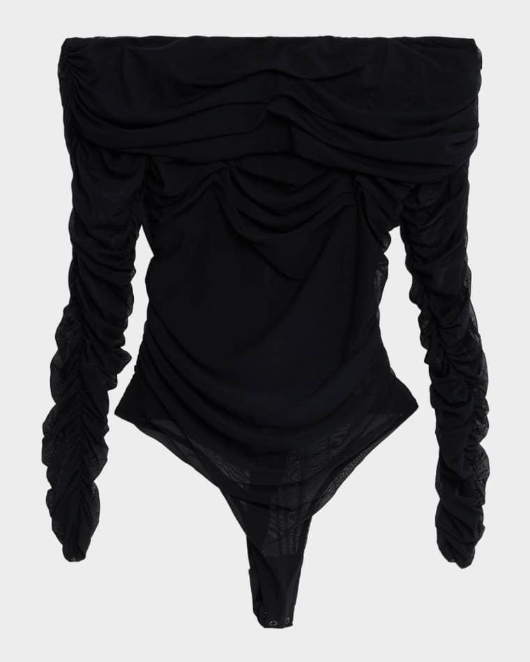 Poppie Gathered Off-Shoulder Bodysuit by L'AGENCE