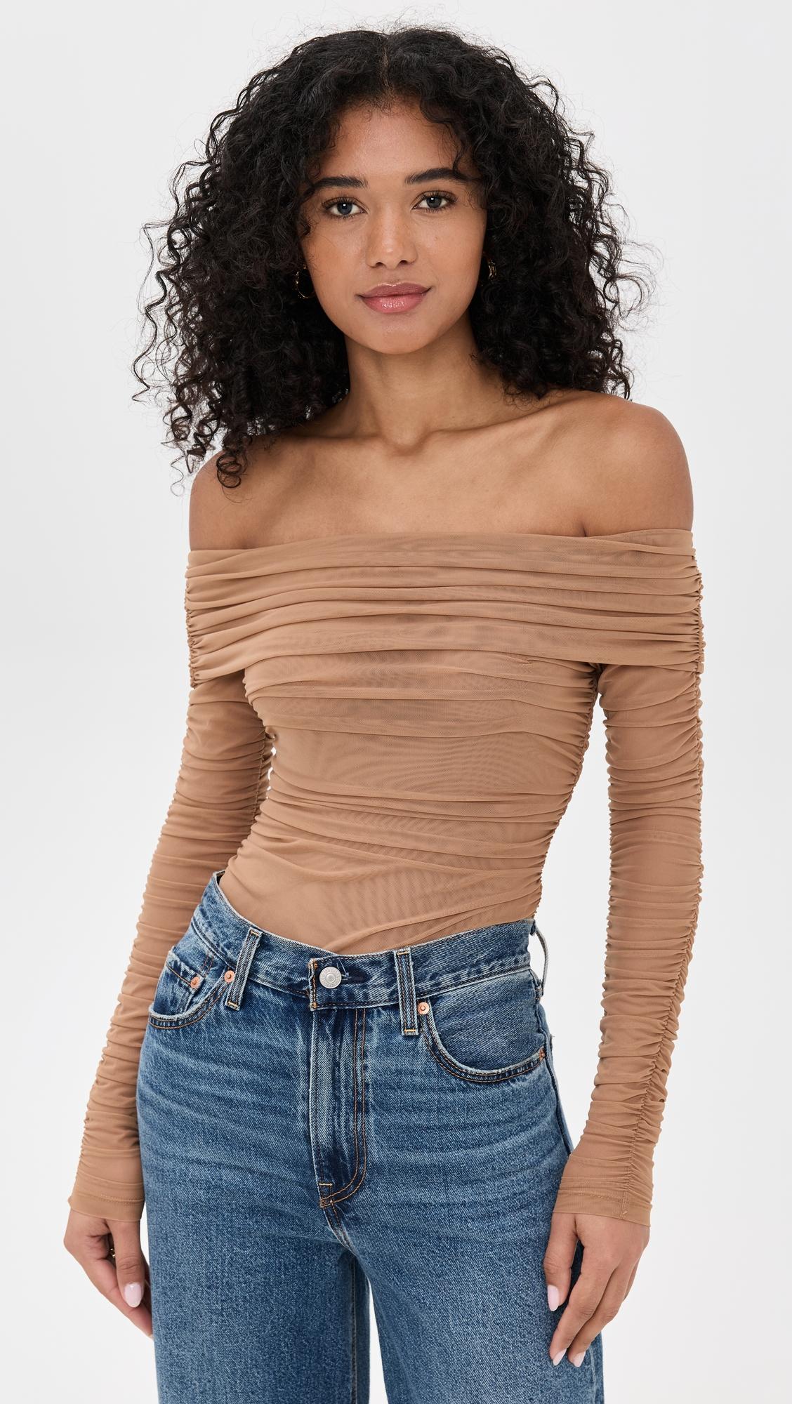 Poppie Off Shoulder Thong Bodysuit by L'AGENCE