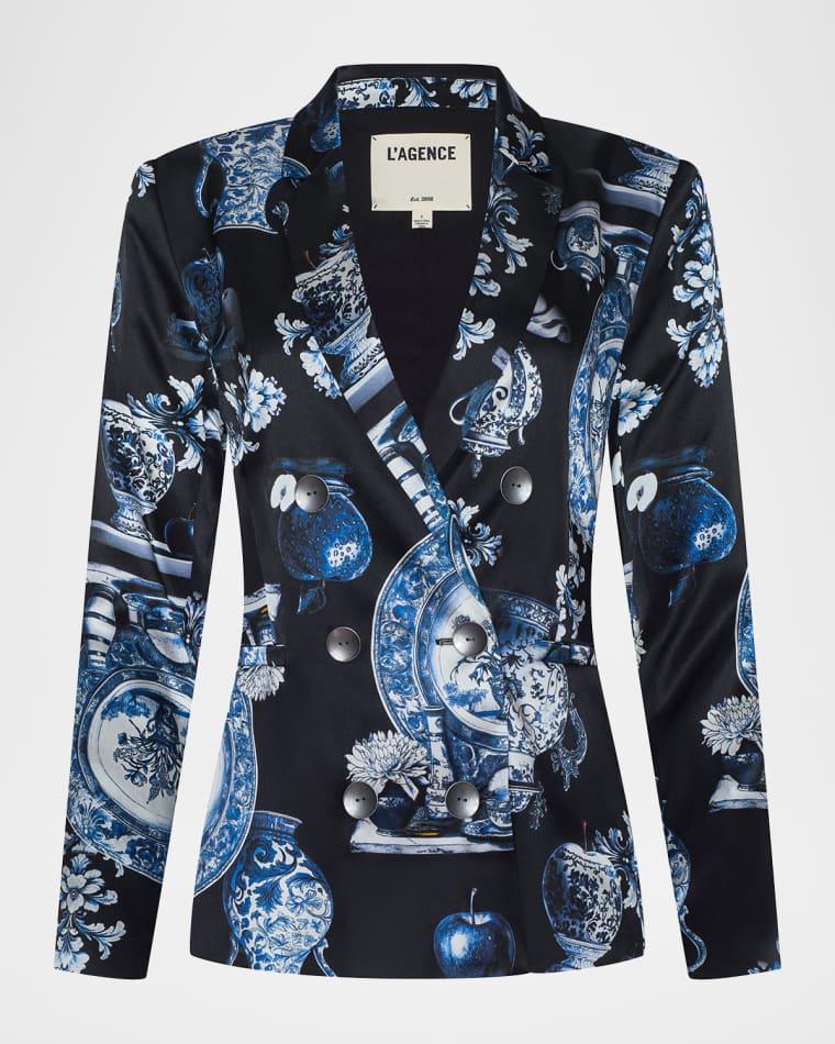 Porcelain Colin Double-Breasted Silk Blazer by L'AGENCE