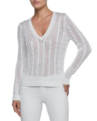 Preston Cable V Neck Pullover Sweater by L'AGENCE