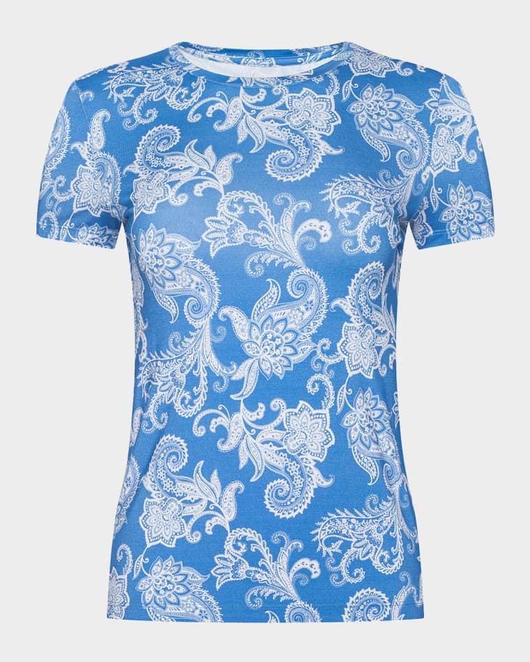 Ressi Short-Sleeve Paisley Tee by L'AGENCE