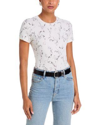 Ressi Short Sleeved Faded Chain Print Crewneck Tee by L'AGENCE