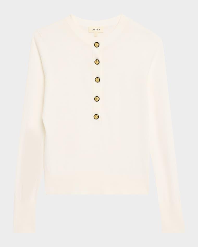 Ronda Knit Henley Top by L'AGENCE