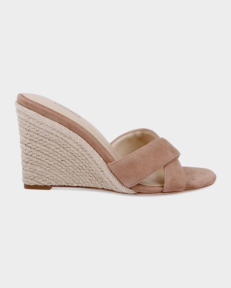 Rosaline Crackled Leather Espadrille Wedge Sandals by L'AGENCE