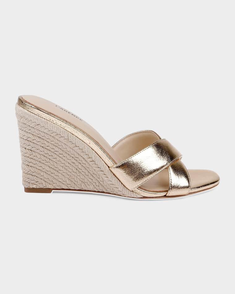 Rosaline Crackled Leather Espadrille Wedge Sandals by L'AGENCE