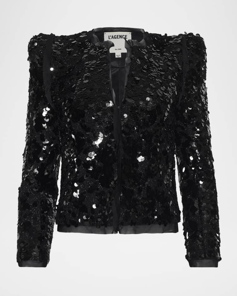 Shai Sequined Metallic Tweed Jacket by L'AGENCE