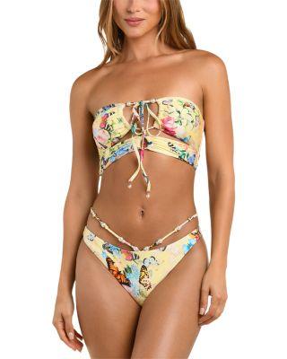 Sirena Garden Butterflies Halter Bikini Top & Jean Garden Butterflies Scoop Front Bikini Bottom by L'AGENCE