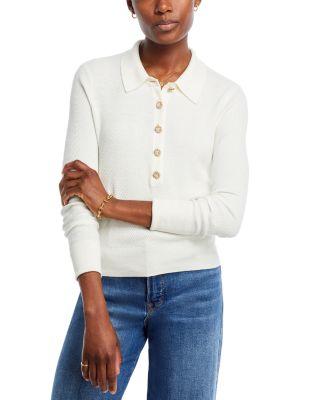 Sterling Jewel Button Collared Sweater by L'AGENCE