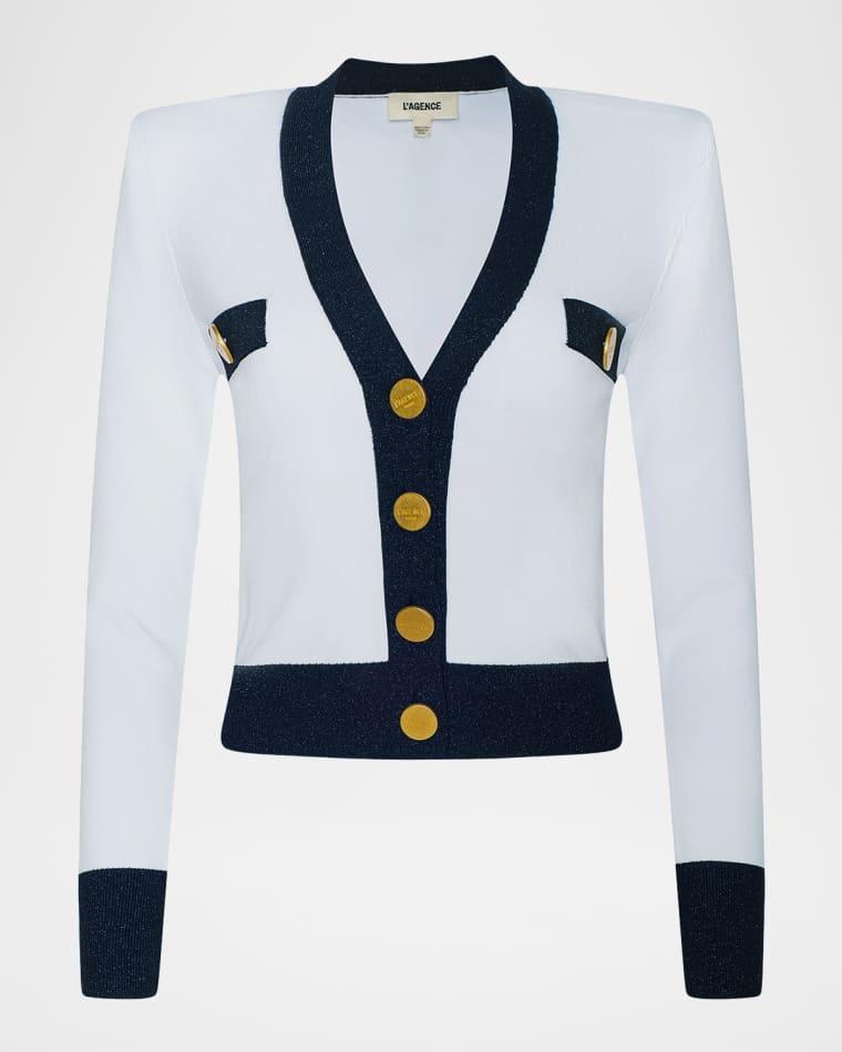 Taya Cropped V-Neck Cardigan by L'AGENCE