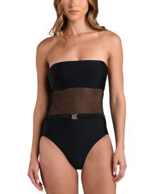 Tory Bandeau Mesh Solid One Piece Swimsuit by L'AGENCE