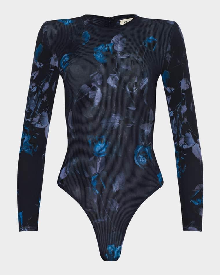 Trista Floral Mesh Bodysuit by L'AGENCE
