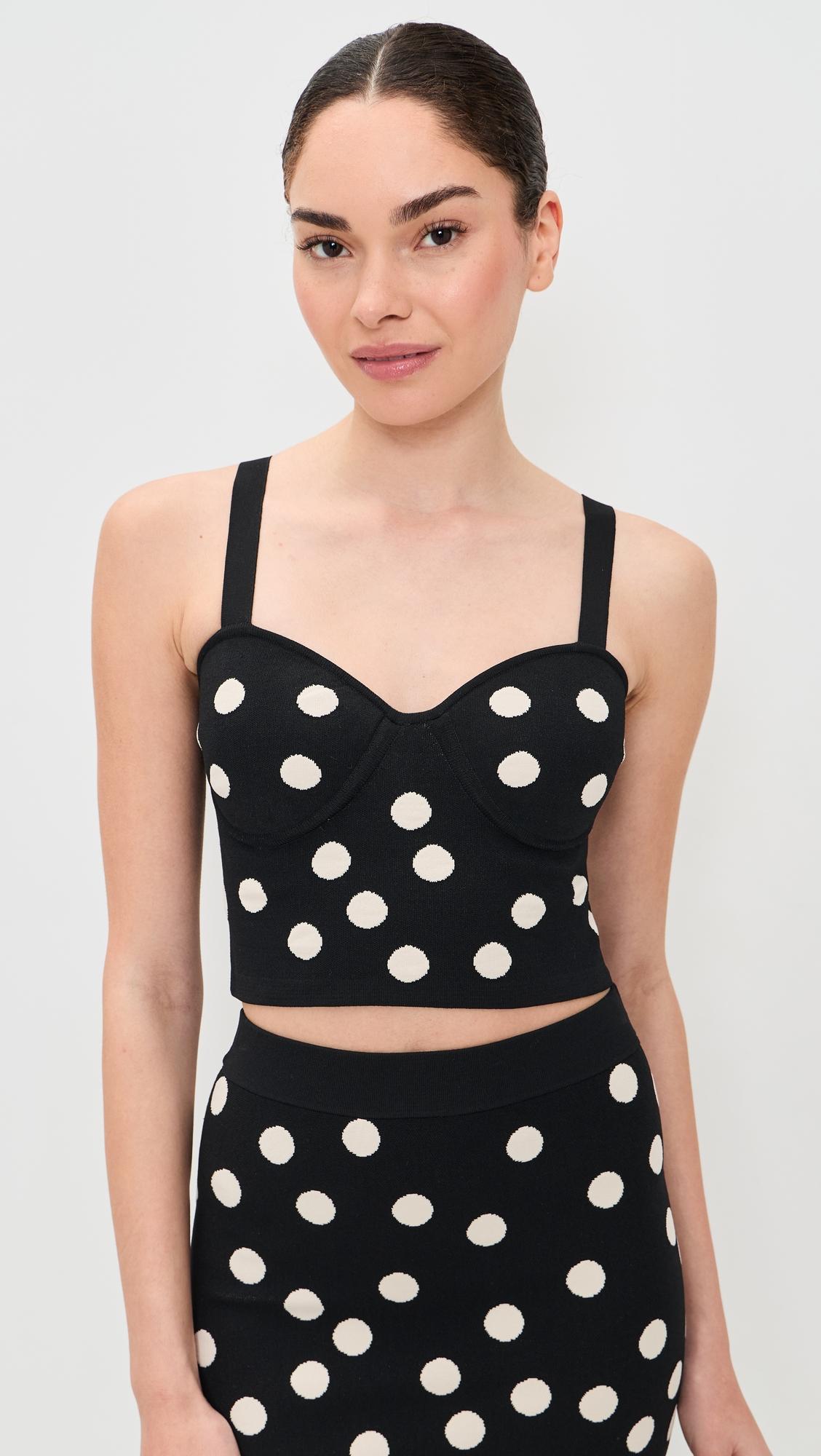 Tula Polka-Dot Knit Bra Top by L'AGENCE