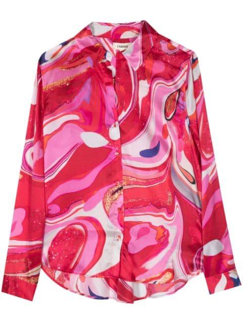 Tyler abstract-pattern silk shirt by L'AGENCE