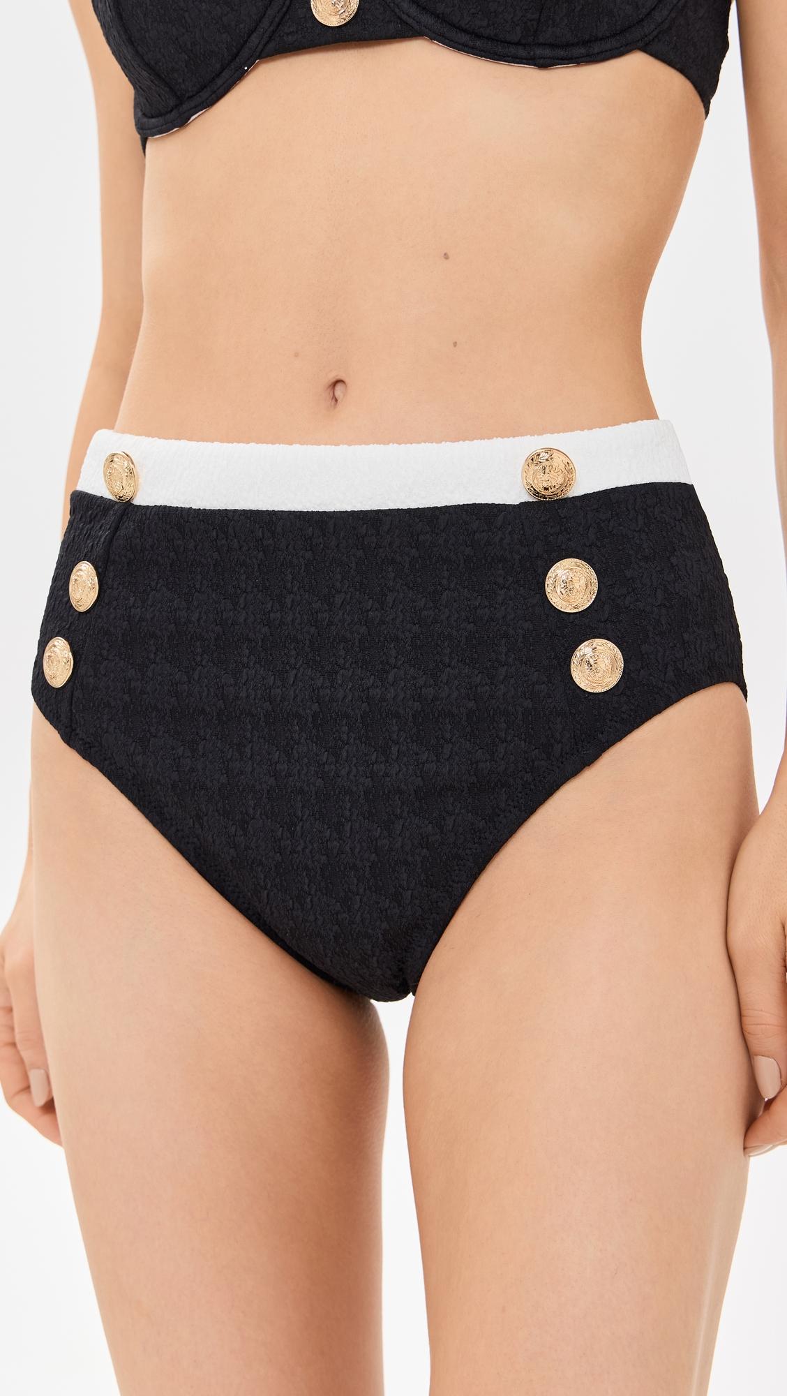 Vanessa Colorblock Chic High Waisted Bikini Bottoms by L'AGENCE