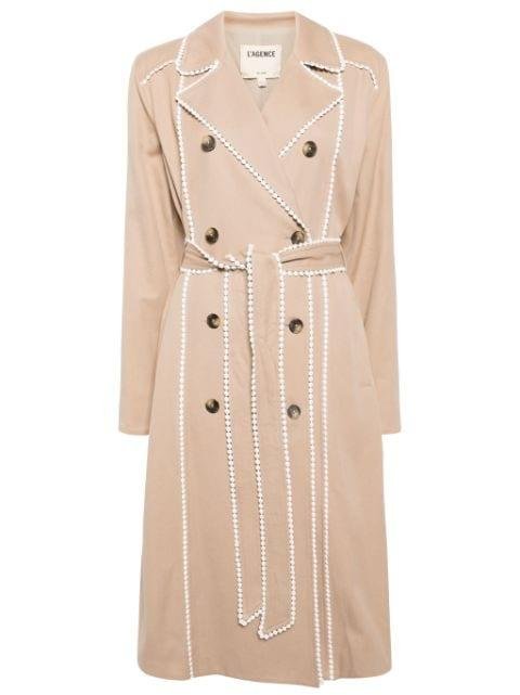 double-breasted cotton trench coat by L'AGENCE