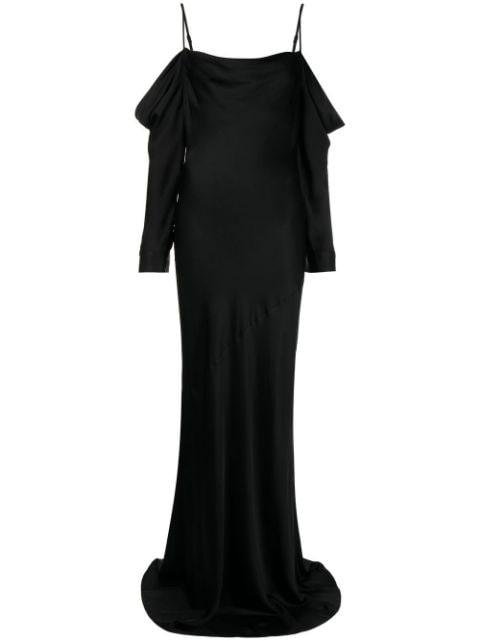 draped off-shoulder gown by L'AGENCE