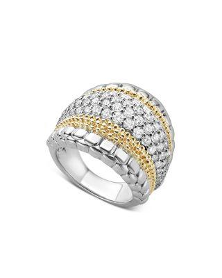 18K Gold and Sterling Silver Diamond Lux Large Ring by LAGOS