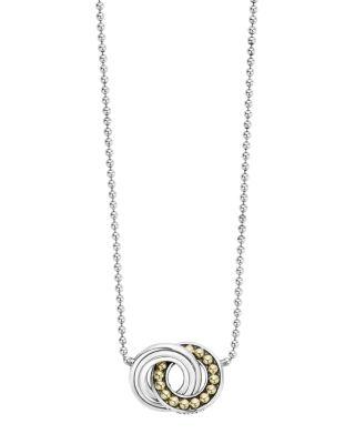18K Gold and Sterling Silver Enso Interlocking Circle Pendant Necklace by LAGOS