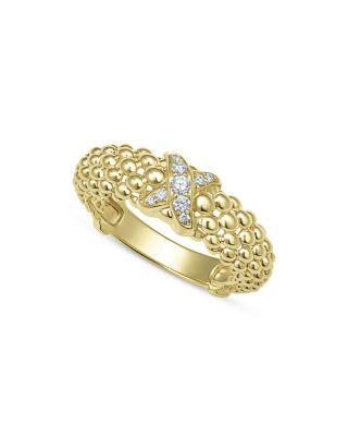 18K Yellow Gold Embrace Diamond X Caviar Bead Statement Ring by LAGOS
