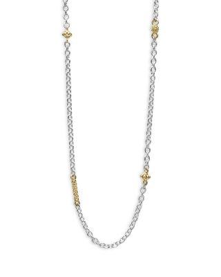 18K Yellow Gold & Sterling Silver Caviar Chain Necklace by LAGOS