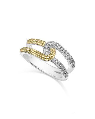 18K Yellow Gold & Sterling Silver Caviar Lux-Clip Diamond Statement Ring - Exclusive by LAGOS