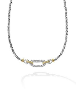 18K Yellow Gold & Sterling Silver Caviar Lux Diamond Clip Collar Necklace by LAGOS