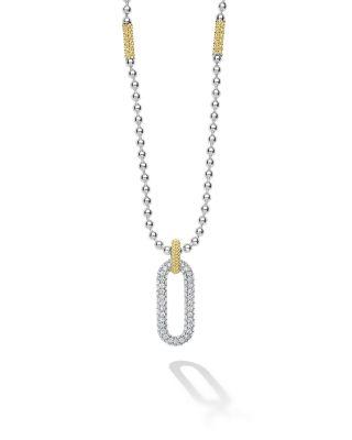 18K Yellow Gold & Sterling Silver Caviar Lux Diamond Clip Pendant Necklace by LAGOS