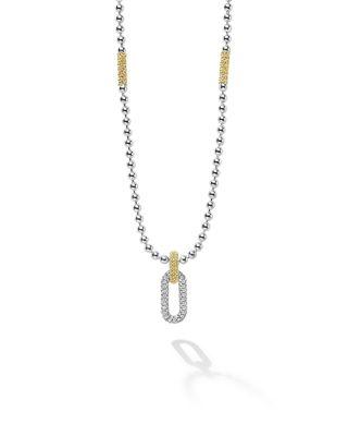 18K Yellow Gold & Sterling Silver Caviar Lux Diamond Clip Pendant Necklace by LAGOS
