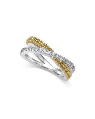 18K Yellow Gold & Sterling Silver Caviar Lux Diamond X Ring by LAGOS