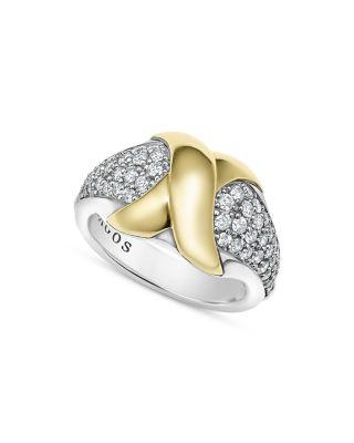 18K Yellow Gold & Sterling Silver Embrace Diamond Pav&eacute; X Ring by LAGOS