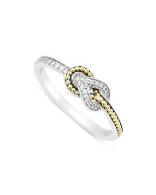 18K Yellow Gold & Sterling Silver Newport Diamond Knot Petite Ring by LAGOS