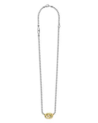 18K Yellow Gold & Sterling Silver Signature Caviar Interlocking Pendant Necklace by LAGOS