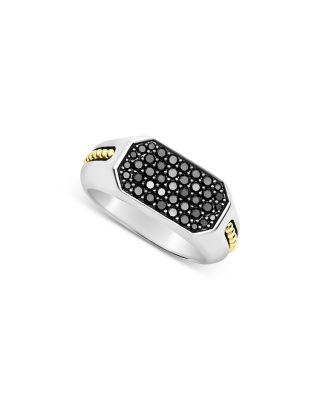 Anthem Two Tone Octagon Black Diamond Ring by LAGOS