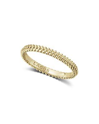 Caviar Gold Collection 18K Gold Triple Beaded Stacking Ring by LAGOS