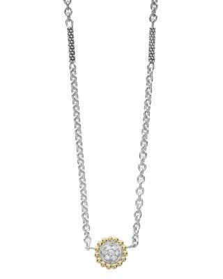 LAGOS 18K Gold and Diamond Caviar Pendant Necklace by LAGOS